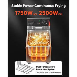 Freidora de Gas Comercial Usada de 12.15 Qt y 1750W, de Acero Inoxidable, de Sobremesa, con Cesta, Tapa y Protección contra Sobrecalentamiento - Product Image 3