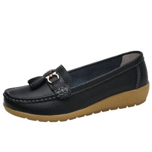 Vente en gros de mocassins à plateforme pour femmes, bout rond, cuir véritable, chaussures de mode haut de gamme, fabricant, approvisionnement mondial - Product Image 6