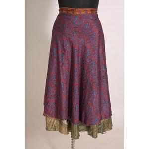 Falda Maxi Cruzada de Seda con Estampado Floral Vintage para Mujer, Hecha a Mano por Artesanos - Product Image 1