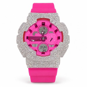 Women's Fashion Quartz <b>Watch</b> With Rhinestone Accents Stainless Steel Case Pink Silicone Band Round Design - Product Image 5