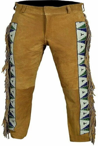 FAZMAX CORPORATION Pantalon Western Homme Marron Style Vintage Taille Haute Coupe Droite avec Poches et Braguette Boutonnée 100% Cuir de Vachette - Product Image 2