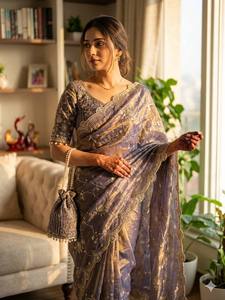 Premium Designer Saree Collection Soft Chiffon Sequance Zari Embroidery Work Stretchable <b>Ankle</b>-Length Party Diwali Wrinkle-Free - Product Image 3