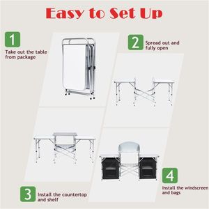 Cucina da Campeggio Pieghevole a 2 Lati con Paravento per Avventure all'Aperto - Product Image 4