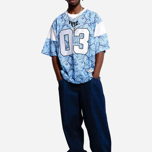Jersey de Fútbol Americano de Alta Calidad con Diseño Sublimado Azul Claro, Estilo Urbano Holgado para Hombre, Ropa Deportiva Personalizada, Proveedor OEM - Product Image 4