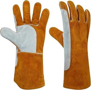 New Custom Manufacturers Cowhide Split Leather Welding Gloves XL <b>Size</b> Safety Gloves EN388 Price Argon Welding Hand Glove - Product Image 6