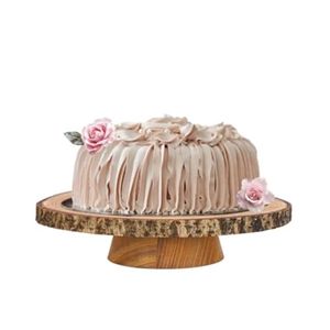 Handmade Wooden Cake Stand Enamel Top Round Pedestal Cupcake Holder Food Display <b>Server</b> for Wedding Party Home Decoration Stand - Product Image 3