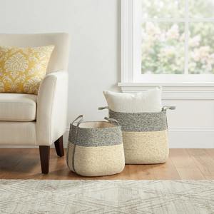 Set of 2 seagrass <b>bins</b> sewn around the edges Handmade Storage Basket Wholesale eco-friendly Made in Vietnam - Product Image 4