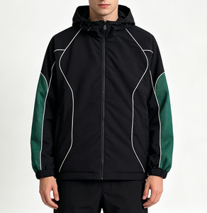 Custom <b>Men's</b> Color Block Waterproof Eco-Friendly Winter Breathable Lightweight Quick Dry Canvas Patchwork Packable <b>Long</b> <b>Jacket</b> - Product Image 1