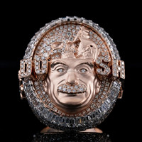 NUEVO DISEÑO Anillo de Campeonato de Lujo Personalizado Chapado en Oro Amarillo de 18K de 75 Gramos para Hombre con Diamantes Cultivados en Laboratorio de Corte Brillante y Grabado Láser