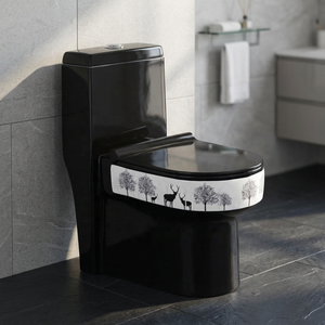 Ensemble WC sur pied en céramique émaillée au design moderne, finition Diamant Noir, OEM - Product Image 4