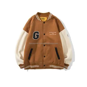 Veste de baseball pour homme HARO SPORTS, logo personnalisé brodé, noire, pour couple, 100% laine, séchage rapide et respirante, style universitaire - Product Image 1