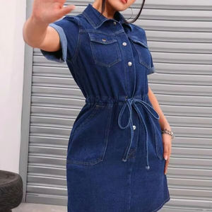 Vestido informal de mezclilla para mujer para primavera, verano y otoño - Product Image 1