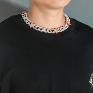 S925 Gold Plated Moissanite Link <b>Chain</b> Necklace Round Brilliant Cut Micro Pave Statement Hiphop Everyday Wear - Product Image 1