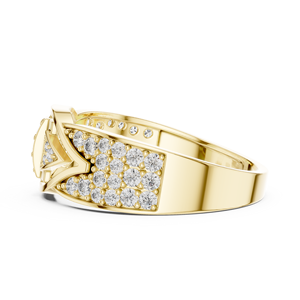 Bague de luxe à grappe de moissanite géométrique |   Bague audacieuse en alliage plaqué or jaune pour homme - Product Image 3