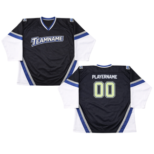 Camiseta de Hockey sobre Hielo Sublimada Personalizada en Blanco, Verde Azulado y Morado, Uniforme de Hockey Profesional con Nombre del Equipo, Camiseta Deportiva Transpirable para Hombre - Product Image 3