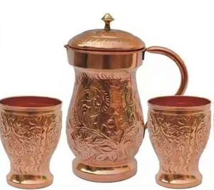 Premium Quality Copper Kashmere Double Wall <b>Straw</b> & Handle Large Capacity Eco-Friendly Drinkware - Product Image 1