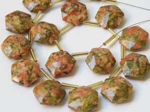 Nouvel Arrivage : Perles de pierre en Jaspe Unakite facettées forme hexagonale Briolette 15x15MM, paire assortie pour la fabrication de bijoux, vente en gros, tiers - Product Image 4