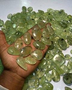 Lot de cabochons en préhnite naturelle Rafay, pierres précieuses vertes polies, vente en gros de cristaux semi-précieux pour la fabrication de bijoux - Product Image 1