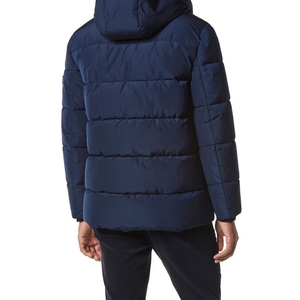 Veste matelassée à capuche pour homme, bleu marine, avec doublure en fausse fourrure, fermeture éclair, coupe-vent, manteau d'hiver décontracté, rembourrage épais en polyester - Product Image 4