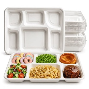 Plateau repas jetable durable à 6 compartiments pour riz, curry, snacks et accompagnements – Idéal pour pique-nique, camping et activités de plein air - Product Image 1