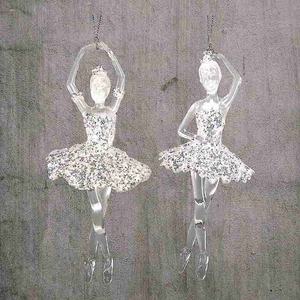 Décoration de Noël et du Nouvel An, flocon de paillettes argenté scintillant doré clair, couleur Taylor, acrylique 3D, ornement ballerine - Product Image 5