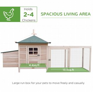 Mignon poulailler en bois de 77 pouces avec nichoir, maisonnette pour poules, plateau amovible, rampe et enclos extérieur, cage naturelle pour animaux - Product Image 4