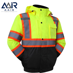AAIR INDUSTRIES <b>Hi</b> <b>Vis</b> Reflective Safety <b>Jacket</b> Microfiber Waterproof Hooded Workwear Breathable Flame Retardant CE for Road - Product Image 5