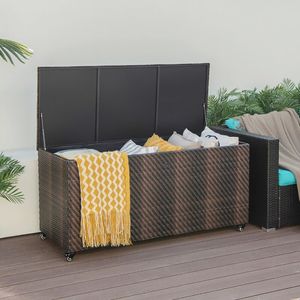 Contenitore da Esterno in PE Effetto Vimini da 96 Galloni con 4 Ruote - Product Image 3