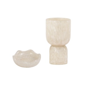Juego de Vasos de Resina Hechos a Mano, Diseño Clásico con Ondas y Crema Marmoleada, Ecológicos, Aptos para Microondas, Resistentes a Roturas, para Uso en el Hogar y Fiestas - Product Image 1