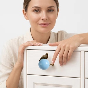 Resin Bird Perched Cabinet Knob Novelty Shape <b>Rustic</b> Design Workshop Handle - Product Image 4