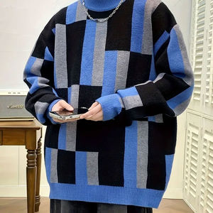 Men's Premium Crew Neck Knit Sweater Polyester/Cotton Breathable Anti-Pilling Warm Winter Factory Supply - Product Image 3