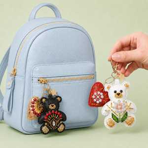 Teddy Bear Bag Charm Bead Embroidery Kit — <b>Keychain</b> DIY Kit - Product Image 1