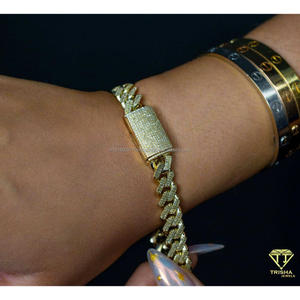Designer Moissanite Cuban <b>Bracelet</b> Crafted with Premium Yellow Gold Plating and Exceptional Diamond Like Shine - Product Image 5