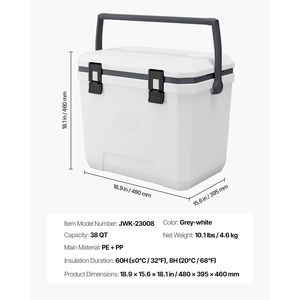 Frigo Portatile Rigido da 38 QT con Maniglie Robuste e Portabicchieri, Materiale Isolante LLDPE, Capacità 15L - Product Image 4