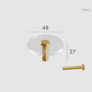 Poignée de meuble en acrylique transparent avec base en laiton massif, traditionnelle, écologique et durable, pour tiroir de cuisine - Product Image 2