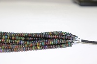 Perles d'opale noire naturelle éthiopienne, brins de perles rondes simples de 4-5 mm, hauteur 6 mm, longueur 16 pouces, poids personnalisable