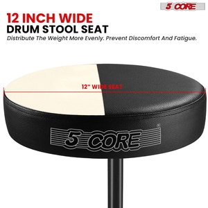 5 Core Drum Throne 3" Thick <b>Padded</b> Memory Foam Comfortable Drummer <b>Stool</b> 330Lb Capacity Adjustable - Product Image 4