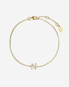 Diamond Initial <b>Bracelet</b> Custom Letter Alphabet Curb Chain <b>Bracelets</b> 14K 18K <b>Solid</b> Gold Pave Set Minimalist Solitaire Wholesale - Product Image 6