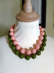 Grand collier ras du cou en résine marbrée ronde, perles acryliques marron, vert, crème, bijoux fantaisie pour femme, accessoires de cou en plastique, cadeau - Product Image 2