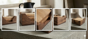 Posavasos de madera artesanal para té, café y bebidas frías, caja de posavasos con plato. - Product Image 3