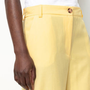 Pantalones de algodón casuales de cintura alta de color liso para mujer, de nueva llegada, talla grande, elásticos, de pierna ancha y ajuste holgado, ideales para otoño. - Product Image 5