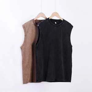 เสื้อยืดแขนกุดทรงหลวมสไตล์วินเทจสำหรับผู้ชาย ผลิตตามสั่ง OEM/ODM ขายส่ง ผ้าฝ้าย 100% เป็นมิตรต่อสิ่งแวดล้อม สตรีทแวร์แนวสตรีท - Product Image 1