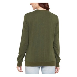 Wholesale Pullover Women <b>Plain</b> <b>Sweatshirt</b> Adult Size Long Sleeve Knitted O-Neck Casual Top Autumn Wear - Product Image 2