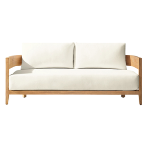 Modern Two-Seater Teak <b>Outdoor</b> <b>Sofa</b> Durable and Waterproof Contemporary Style Patio <b>Sofa</b> Minimalist Garden Lounge Furniture - Product Image 3