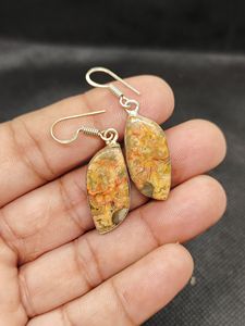 Adorables Pendientes Colgantes Hechos a Mano en Plata de Ley 925 con Piedra Preciosa de Jaspe Natural para Boda o Fiesta, Proveedor ODM OEM - Product Image 3