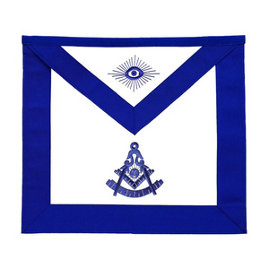 Freemason Past Master Blue Lodge <b>White</b> <b>Apron</b> Royal Blue Border Machine Embroidery Custom OEM Ceremonial Regalia Wear - Product Image 1