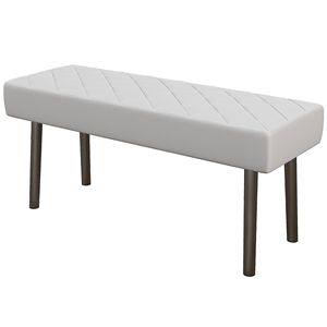 Panca Ottomana in Ecopelle per Ufficio Domestico e Camera da Letto, 39,4 Pollici, Seduta Imbottita Grigia con Gambe in Metallo - Product Image 1