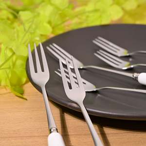 Timeless Serene Mini Metal Dessert <b>Forks</b> Eco-Friendly Lavender Printed Set of 6 for Home & Camping-PC Dinner & Fruit <b>Forks</b> - Product Image 2