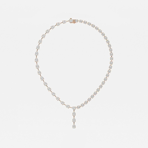 Collar Lariat con 20 Diamantes Cultivados en Laboratorio, Joyería de Moda para Mujer, Elegante Cadena con Colgante Brillante - Product Image 1