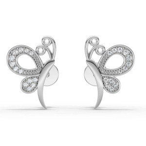 Pendientes Colgantes de Moissanita en Plata Rodiada, Joyería Fina para Hombre con Motivo de Mariposa Esculpida - Product Image 2